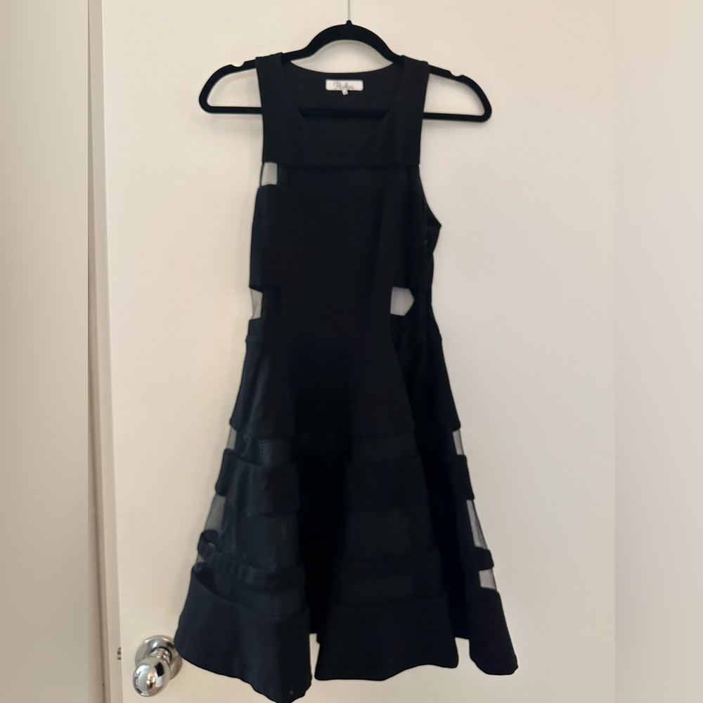 Parker Black Conner Mesh Cut Out Cocktail Dress